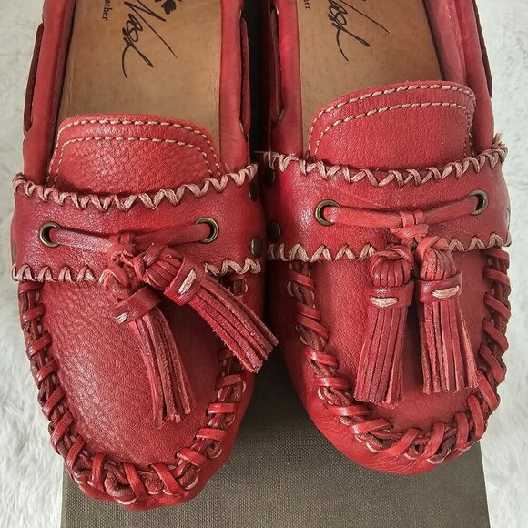 Patricia Nash Domenica Red Leather Tasseled Driving Loafer Boho Preppy 8.5 - Picture 10 of 12